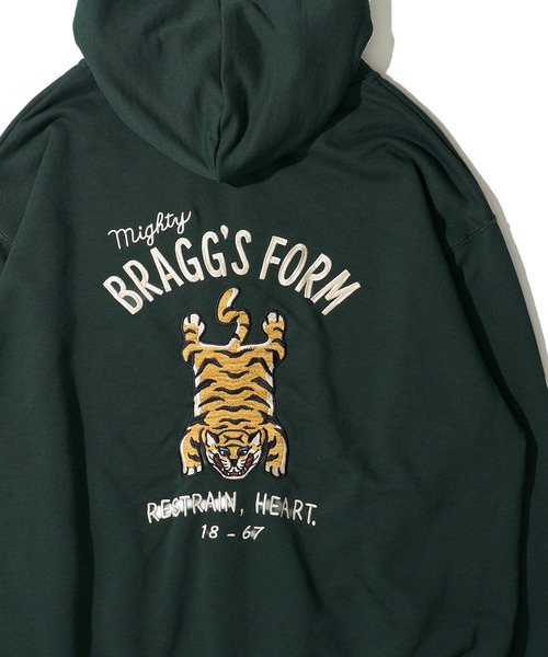 POWER TO THE PEOPLE（パワートゥーザピープル）の「【POWER TO THE PEOPLE】トラ刺繍ジップアップパーカー（パーカー・レディース・ブラック/キナリ/グリーン・LARGE/MEDIUM）」の3枚目の写真