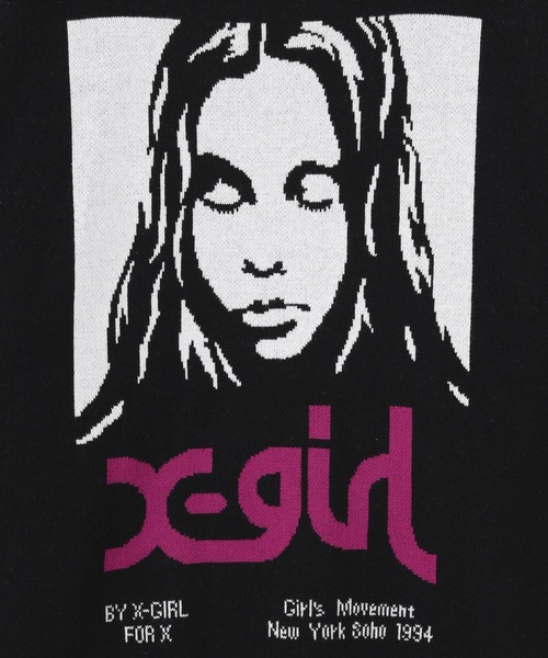 X-girl(エックスガール)の「FACE JACQUARD KNIT TOP(ニット/セーター・レディース・ブラック/ホワイト・ONE SIZE)」の10枚目の写真
