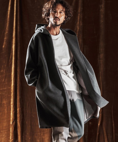 ANGENEHM（アンゲネーム）の「mj10982-Hooded Coatigan -Wool Blend Heavy Weight Fabric- フードコーディガン(AG05-019acf)（その他アウター・メンズ・チャコールグレー/ブラック/ブラウン・L/M/S）」の2枚目の写真