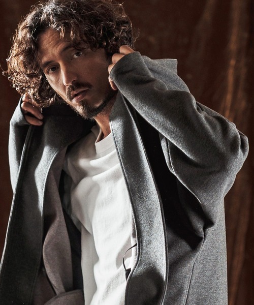 ANGENEHM（アンゲネーム）の「mj10982-Hooded Coatigan -Wool Blend Heavy Weight Fabric- フードコーディガン(AG05-019acf)（その他アウター・メンズ・チャコールグレー/ブラック/ブラウン・L/M/S）」の5枚目の写真