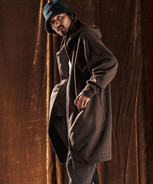 ANGENEHM（アンゲネーム）の「mj10982-Hooded Coatigan -Wool Blend Heavy Weight Fabric- フードコーディガン(AG05-019acf)（その他アウター・メンズ・チャコールグレー/ブラック/ブラウン・L/M/S）」の9枚目の写真