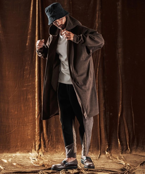 ANGENEHM（アンゲネーム）の「mj10982-Hooded Coatigan -Wool Blend Heavy Weight Fabric- フードコーディガン(AG05-019acf)（その他アウター・メンズ・チャコールグレー/ブラック/ブラウン・L/M/S）」の12枚目の写真