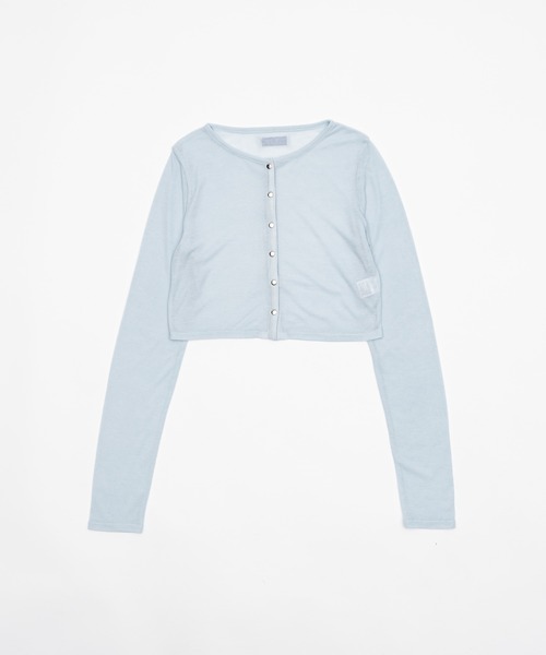 Smyeon（スミョン）の「Long sleeve sheer cardigan/ロングスリーブカットカーディガン（カーディガン/ボレロ・レディース・グレー/ブラック/ライトブルー・FREE）」の3枚目の写真
