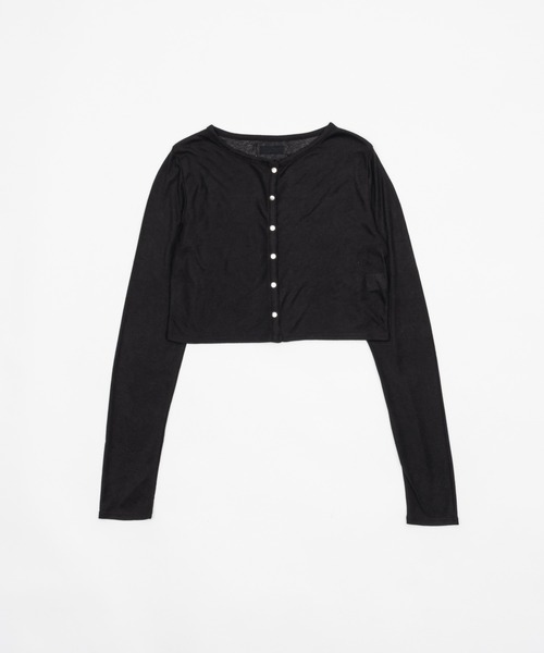 Smyeon（スミョン）の「Long sleeve sheer cardigan/ロングスリーブカットカーディガン（カーディガン/ボレロ・レディース・グレー/ブラック/ライトブルー・FREE）」の2枚目の写真