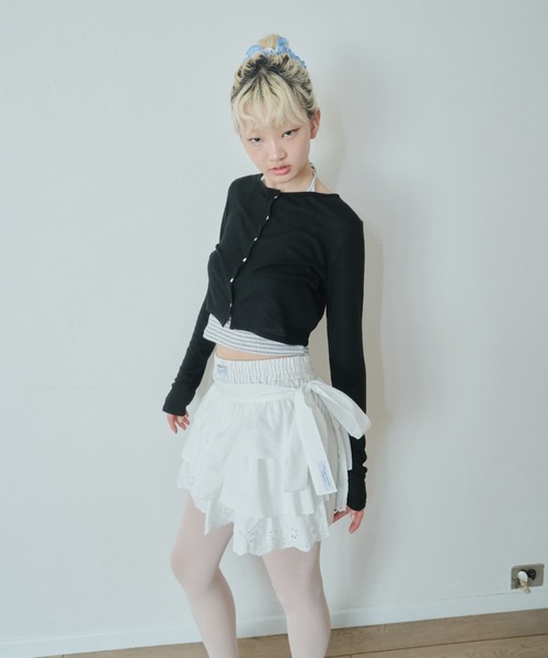 Smyeon（スミョン）の「Long sleeve sheer cardigan/ロングスリーブカットカーディガン（カーディガン/ボレロ・レディース・グレー/ブラック/ライトブルー・FREE）」の5枚目の写真