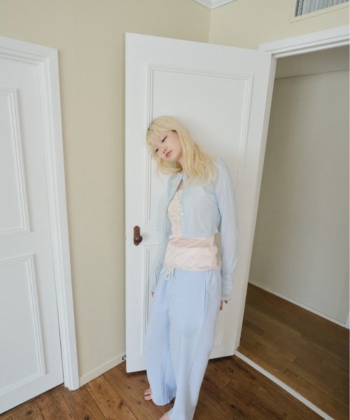 Smyeon（スミョン）の「Long sleeve sheer cardigan/ロングスリーブカットカーディガン（カーディガン/ボレロ・レディース・グレー/ブラック/ライトブルー・FREE）」の22枚目の写真