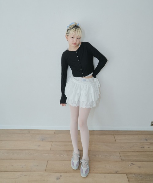 Smyeon（スミョン）の「Long sleeve sheer cardigan/ロングスリーブカットカーディガン（カーディガン/ボレロ・レディース・グレー/ブラック/ライトブルー・FREE）」の10枚目の写真