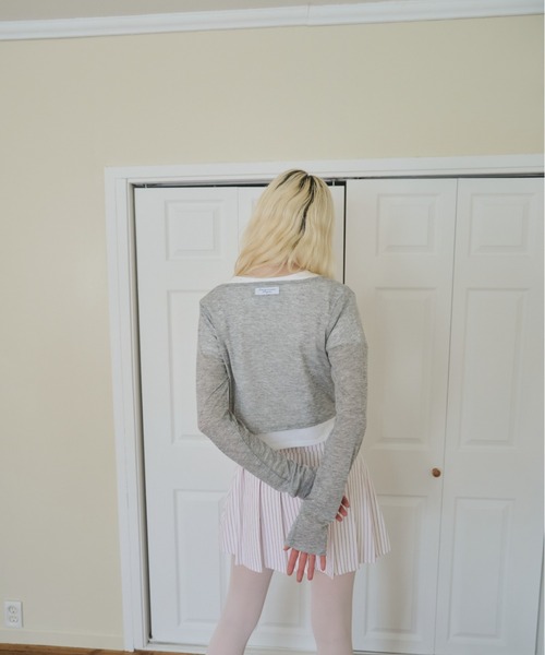 Smyeon（スミョン）の「Long sleeve sheer cardigan/ロングスリーブカットカーディガン（カーディガン/ボレロ・レディース・グレー/ブラック/ライトブルー・FREE）」の19枚目の写真