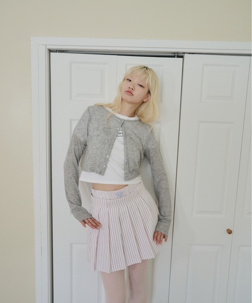 Smyeon（スミョン）の「Long sleeve sheer cardigan/ロングスリーブカットカーディガン（カーディガン/ボレロ・レディース・グレー/ブラック/ライトブルー・FREE）」の13枚目の写真