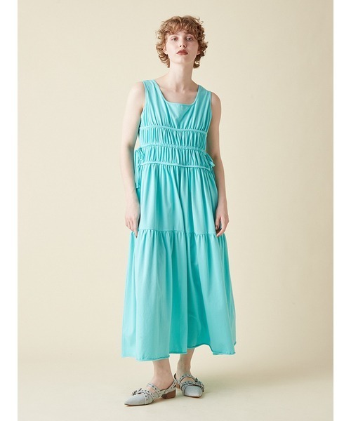 FURFUR（ファーファー）の「ノースリーブティアードカットワンピース（ワンピース・レディース・ピンク/チャコールグレー/ターコイズブルー・F）」の4枚目の写真