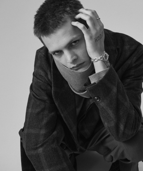 glamb（グラム）の「Blue Noise Stand Collar Coat / ブルーノイズスタンドカラーコート（ステンカラーコート・メンズ・ブラック/グレー・S/M/L）」の10枚目の写真