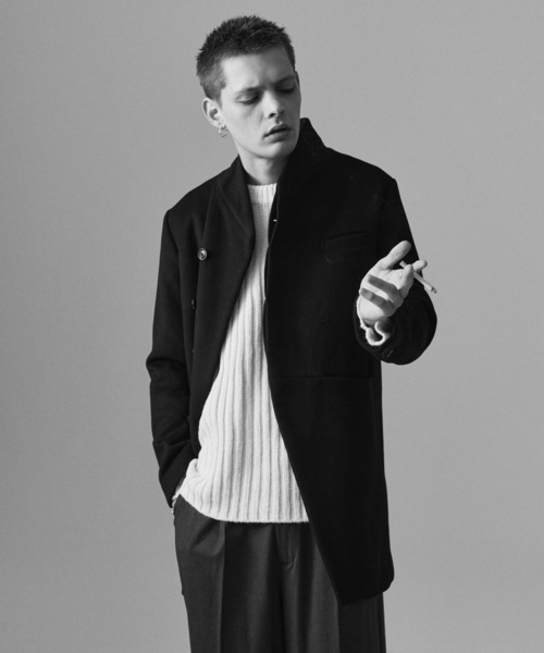 glamb（グラム）の「Blue Noise Stand Collar Coat / ブルーノイズスタンドカラーコート（ステンカラーコート・メンズ・ブラック/グレー・S/M/L）」の11枚目の写真