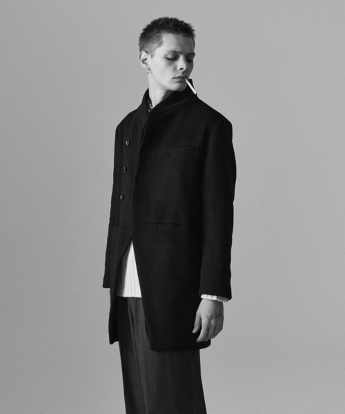 glamb（グラム）の「Blue Noise Stand Collar Coat / ブルーノイズスタンドカラーコート（ステンカラーコート・メンズ・ブラック/グレー・S/M/L）」の12枚目の写真