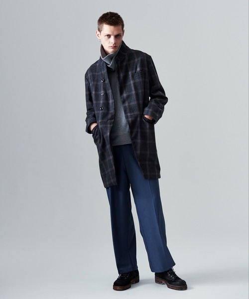 glamb（グラム）の「Blue Noise Stand Collar Coat / ブルーノイズスタンドカラーコート（ステンカラーコート・メンズ・ブラック/グレー・S/M/L）」の18枚目の写真