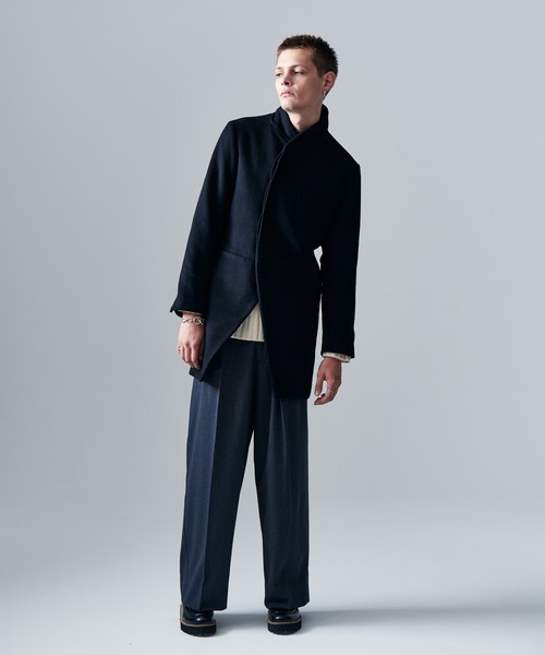 glamb（グラム）の「Blue Noise Stand Collar Coat / ブルーノイズスタンドカラーコート（ステンカラーコート・メンズ・ブラック/グレー・S/M/L）」の15枚目の写真