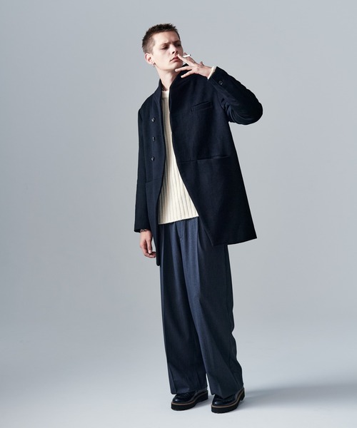 glamb（グラム）の「Blue Noise Stand Collar Coat / ブルーノイズスタンドカラーコート（ステンカラーコート・メンズ・ブラック/グレー・S/M/L）」の16枚目の写真