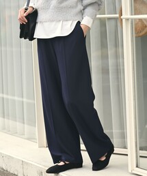 極美品♡グリーンレーベルリラクシング　ノーカラー　ワイドパンツ　ウエストリボン green label relaxing / グリーンレーベル リラクシング