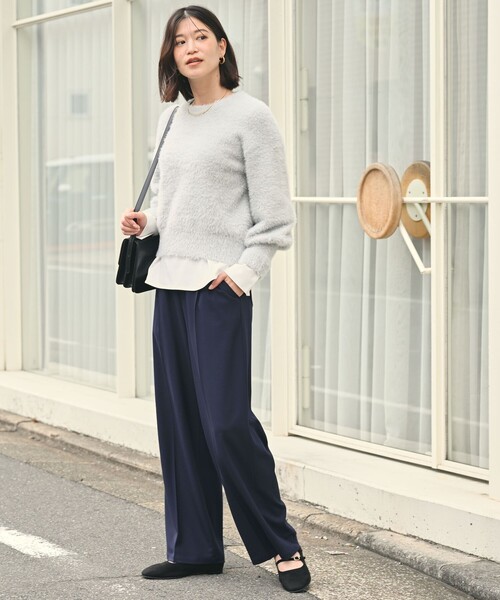 green label relaxing（グリーンレーベルリラクシング）の「【WEB限定】＜at ease＞オルマイ ワイド パンツ マシンウォッシャブル ストレッチ 帯電防止（その他パンツ・レディース・ブラック/ダークグレー/モカ/ネイビー・SHORT/34/36/38/40/42/TALL）」の10枚目の写真