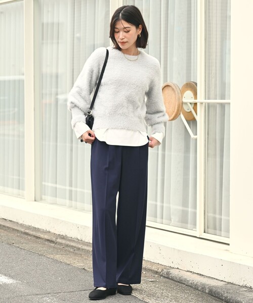 green label relaxing（グリーンレーベルリラクシング）の「【WEB限定】＜at ease＞オルマイ ワイド パンツ マシンウォッシャブル ストレッチ 帯電防止（その他パンツ・レディース・ブラック/ダークグレー/モカ/ネイビー・SHORT/34/36/38/40/42/TALL）」の11枚目の写真