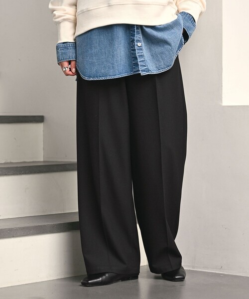 green label relaxing（グリーンレーベルリラクシング）の「【WEB限定】＜at ease＞オルマイ ワイド パンツ マシンウォッシャブル ストレッチ 帯電防止（その他パンツ・レディース・ブラック/ダークグレー/モカ/ネイビー・SHORT/34/36/38/40/42/TALL）」の13枚目の写真