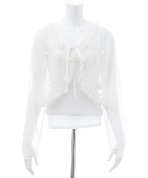 INGNI（イング）の「フリルリボンレース長袖カーディガン（カーディガン/ボレロ・レディース・ブラック/オフホワイト/モカ・M）」の22枚目の写真