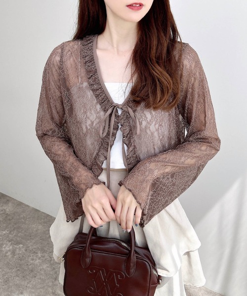 INGNI（イング）の「フリルリボンレース長袖カーディガン（カーディガン/ボレロ・レディース・ブラック/オフホワイト/モカ・M）」の15枚目の写真