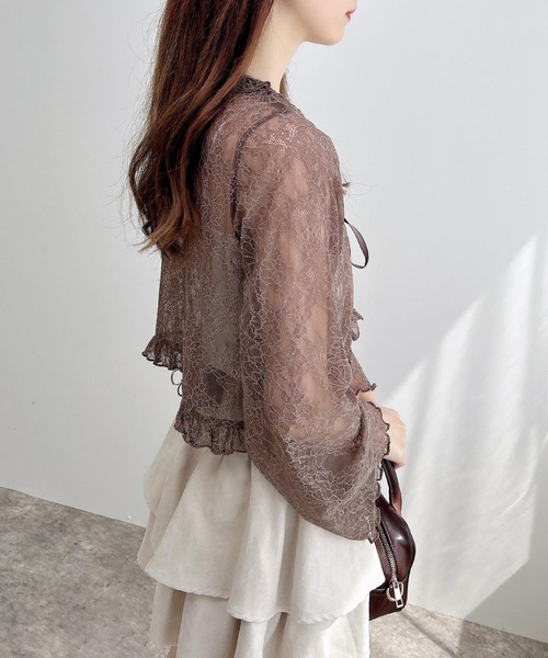 INGNI（イング）の「フリルリボンレース長袖カーディガン（カーディガン/ボレロ・レディース・ブラック/オフホワイト/モカ・M）」の16枚目の写真