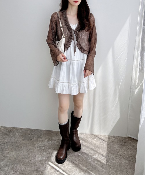 INGNI（イング）の「フリルリボンレース長袖カーディガン（カーディガン/ボレロ・レディース・ブラック/オフホワイト/モカ・M）」の21枚目の写真