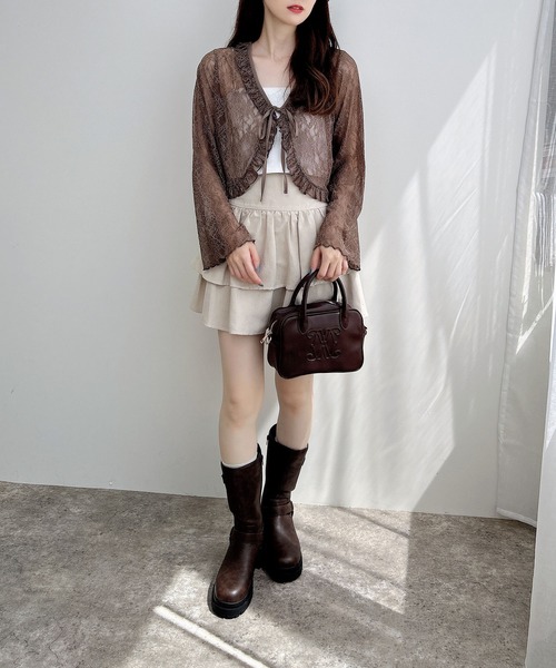 INGNI（イング）の「フリルリボンレース長袖カーディガン（カーディガン/ボレロ・レディース・ブラック/オフホワイト/モカ・M）」の19枚目の写真