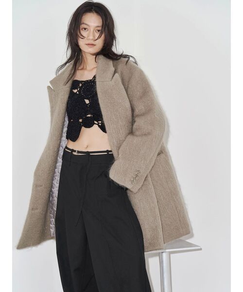 Htage(テージ)の「【Htage】モヘア混ロングシャギービッグジャケットコート(その他アウター・レディース・ヘザーグレー/ブラック・FREE)」の10枚目の写真