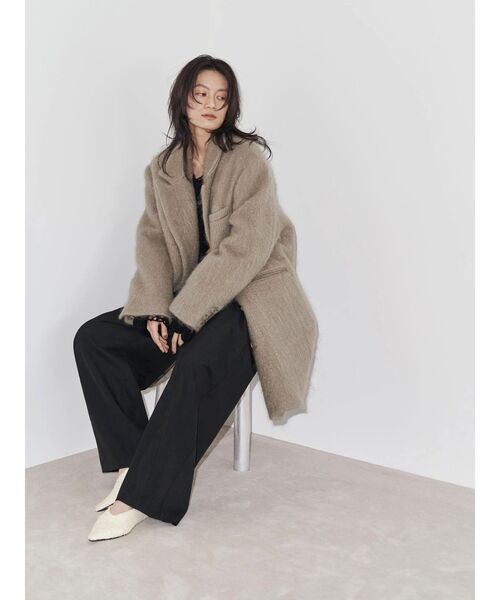 Htage(テージ)の「【Htage】モヘア混ロングシャギービッグジャケットコート(その他アウター・レディース・ヘザーグレー/ブラック・FREE)」の12枚目の写真