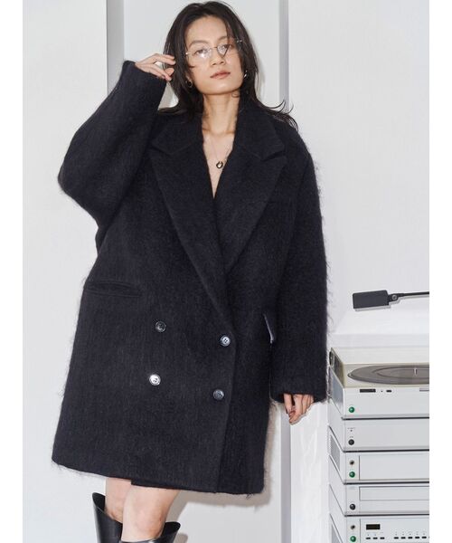 Htage(テージ)の「【Htage】モヘア混ロングシャギービッグジャケットコート(その他アウター・レディース・ヘザーグレー/ブラック・FREE)」の15枚目の写真