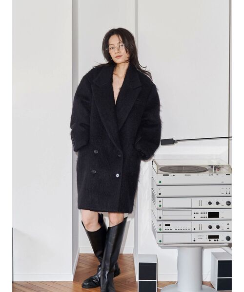 Htage(テージ)の「【Htage】モヘア混ロングシャギービッグジャケットコート(その他アウター・レディース・ヘザーグレー/ブラック・FREE)」の18枚目の写真