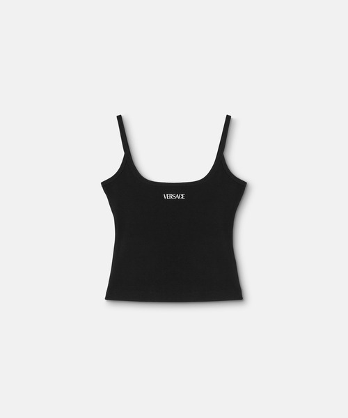 VERSACE(ヴェルサーチ)の「ロゴ リブニット キャミソール(キャミソール・レディース・ブラック・1/2)」の1枚目の写真