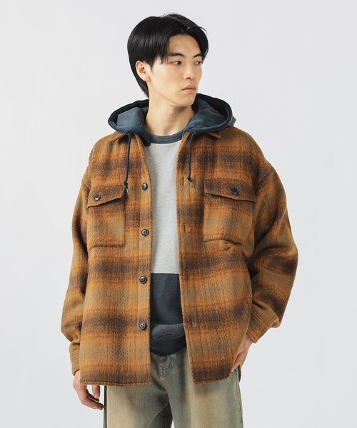 BEAMS HEART（ビームスハート）の「シャギー チェック CPO シャツ（シャツ/ブラウス・メンズ・ブラウン/グリーン・MEDIUM/SMALL/LARGE）」の5枚目の写真