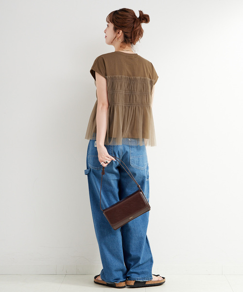 B.C STOCK(ベーセーストック)の「【WEB限定】手洗い可 / チュールドッキングプルオーバー(Tシャツ/カットソー・レディース・ブラック/ブルー/ホワイト/ブラウン・FREE)」の13枚目の写真