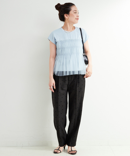 B.C STOCK(ベーセーストック)の「【WEB限定】手洗い可 / チュールドッキングプルオーバー(Tシャツ/カットソー・レディース・ブラック/ブルー/ホワイト/ブラウン・FREE)」の20枚目の写真