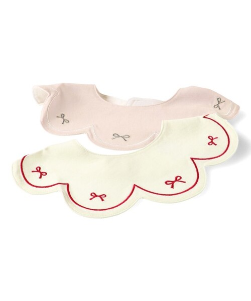 BRANSHES（ブランシェス）の「リボンスカラップスタイ（スタイ/よだれかけ・キッズ・アイボリー/ピンク・FREE）」の4枚目の写真