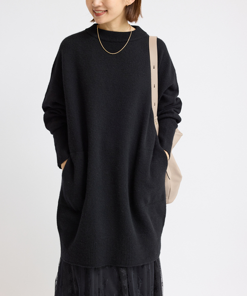 IENA(イエナ)の「《WEB限定/追加》ウールカシミヤ チュニックワンピース(ニット/セーター・レディース・ライトグレー/ブラック・FREE)」の9枚目の写真