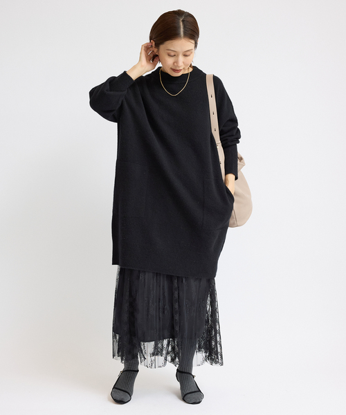 IENA(イエナ)の「《WEB限定/追加》ウールカシミヤ チュニックワンピース(ニット/セーター・レディース・ライトグレー/ブラック・FREE)」の12枚目の写真