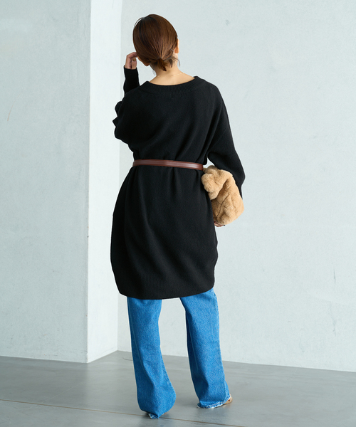 IENA(イエナ)の「《WEB限定/追加》ウールカシミヤ チュニックワンピース(ニット/セーター・レディース・ライトグレー/ブラック・FREE)」の19枚目の写真