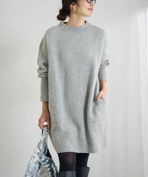 IENA(イエナ)の「《WEB限定/追加》ウールカシミヤ チュニックワンピース(ニット/セーター・レディース・ライトグレー/ブラック・FREE)」の20枚目の写真