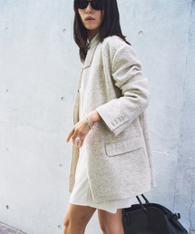 plage プラージュ チェックミドルジャケット ウールカシミヤ