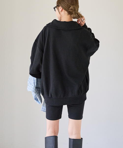 OUTDOOR PRODUCTS(アウトドアプロダクツ)の「アゼニットライクハーフZIPプルオーバー(Tシャツ/カットソー・レディース・ブラック/ダークグリーン・FREE)」の7枚目の写真