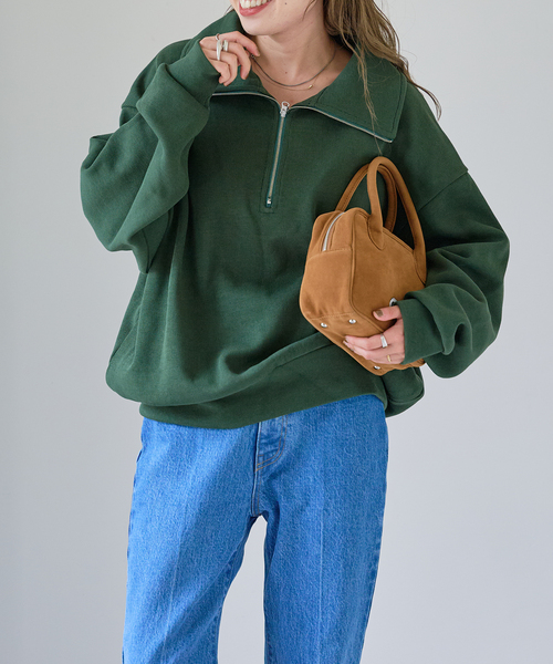 OUTDOOR PRODUCTS(アウトドアプロダクツ)の「アゼニットライクハーフZIPプルオーバー(Tシャツ/カットソー・レディース・ブラック/ダークグリーン・FREE)」の14枚目の写真