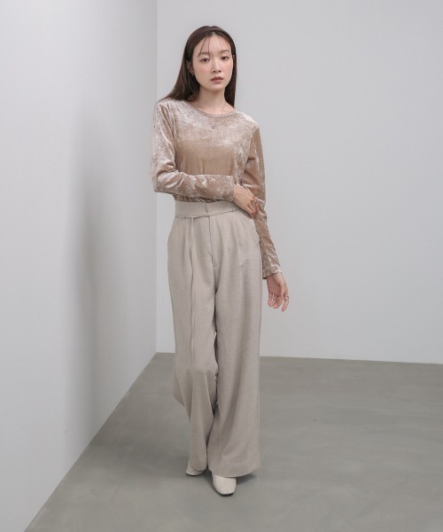 Bab(バブ)の「シアーベロアベーシックカットソー(Tシャツ/カットソー・レディース・アイボリー/ブラック/ブラウン/ピンク/ベージュ・FREE)」の21枚目の写真