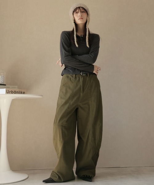 Ulysses（ユリシス）の「カーブシルエットワイドパンツ（その他パンツ・レディース・グリーン/ダークグレー/ブラック・L/M/S）」の18枚目の写真