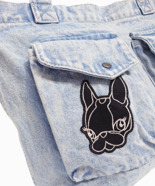 CRYSTAL BALL(クリスタルボール)の「2ポケットデニムトートバッグ(ショルダーバッグ・レディース・サックスブルー・FREE)」の4枚目の写真