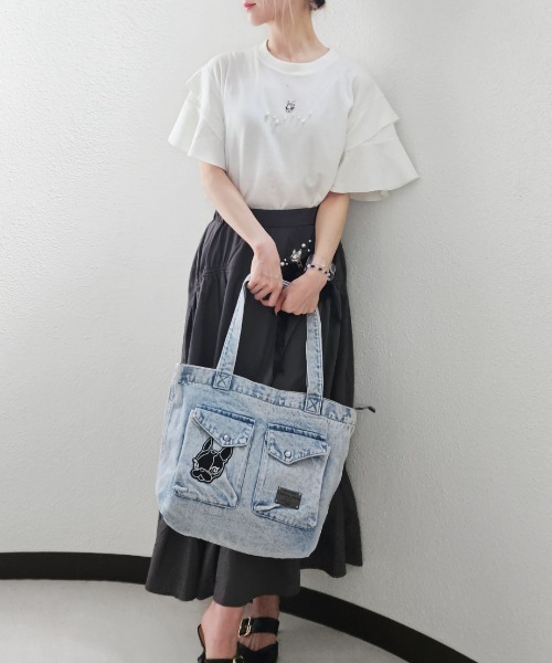 CRYSTAL BALL(クリスタルボール)の「2ポケットデニムトートバッグ(ショルダーバッグ・レディース・サックスブルー・FREE)」の8枚目の写真