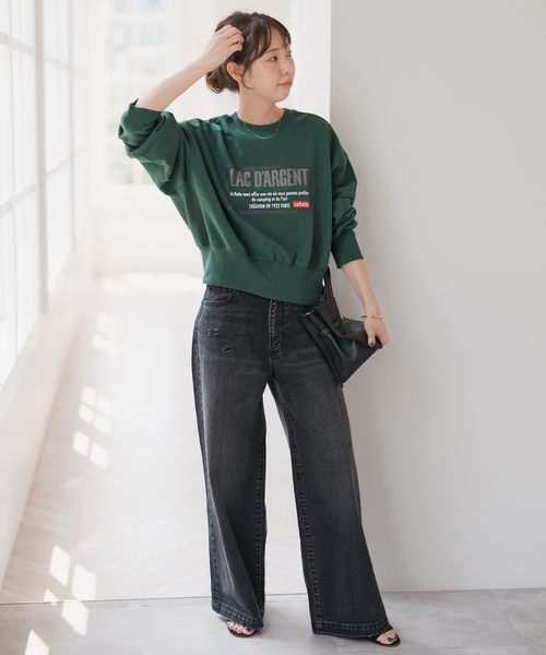 Spick & Span（スピックアンドスパン）の「La Hutte / ラ ユット 別注クロップスウェット*（スウェット・レディース・グレー/ネイビー/グリーン・FREE）」の6枚目の写真